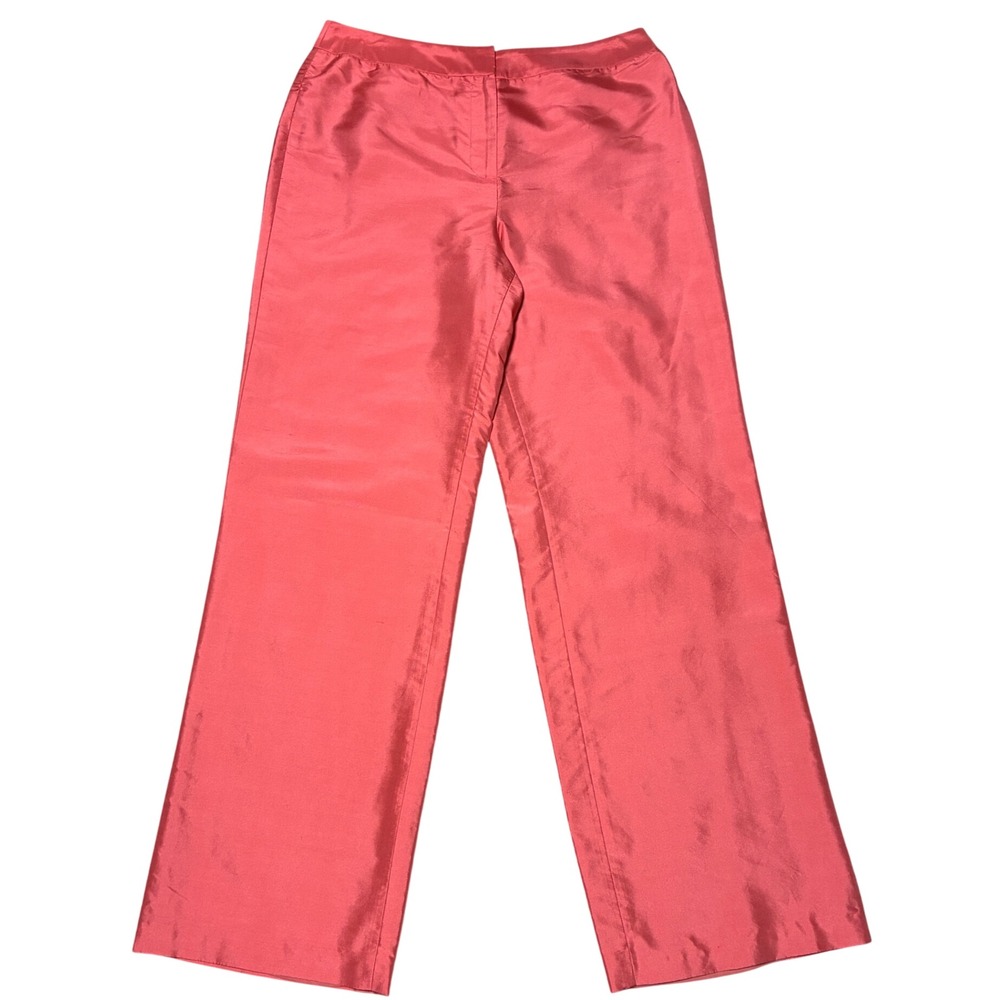 Casual Corner 100% Silk Wide Leg Pants Coral  Old Money Size 10